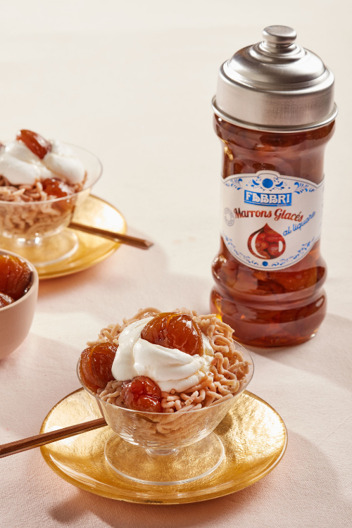 Mont Blanc in coppa con Marrons Glaces al liquore Fabbri