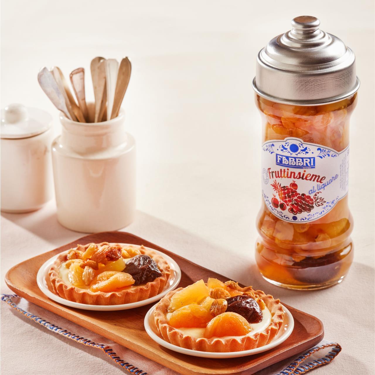 Crostatine con crema e Fruttinsieme al liquore Fabbri