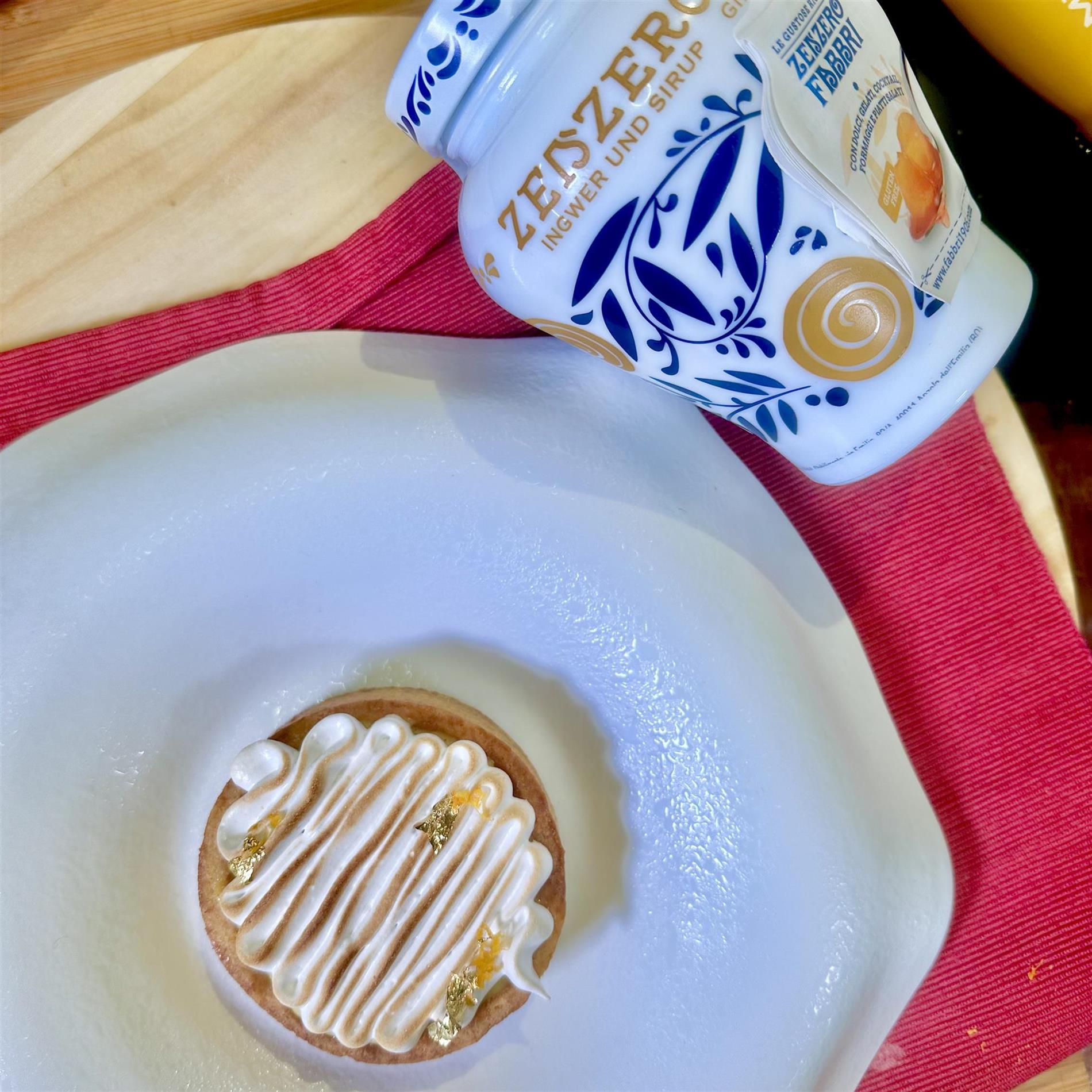 Tartelletta di pasta frolla farcita con crema agli agrumi e zenzero