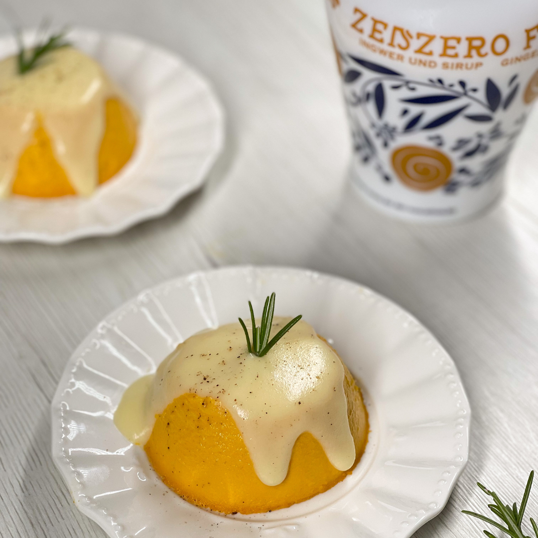 Flan di zucca e zenzero con fonduta di toma