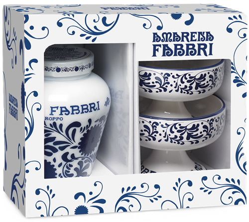 Couvette Amarena Fabbri 600g con coppette in ceramica decorata